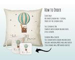 Personalised Baby Cushion New Baby Gift Hot Air Balloon Printed Name Design - Pillow Gift For Girls Boys Nursery Bedroom Decor Gift CS245
