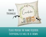 Personalised Baby Cushion New Baby Gift Woodland Animal Printed Name Design - Pillow Gift For Girls Boys Nursery Bedroom Decor Gift CS243