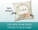 Personalised Baby Cushion New Baby Gift Woodland Animal Printed Name Design - Pillow Gift For Girls Boys Nursery Bedroom Decor Gift CS243