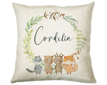 Personalised Baby Cushion New Baby Gift Woodland Animal Printed Name Design - Pillow Gift For Girls Boys Nursery Bedroom Decor Gift CS243