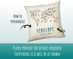 Personalised World Map Cushion Childrens Nursery Gift Printed Name Design - Little Explorer Cushion Pillow Gift For Girls Boys Bedroom CS454