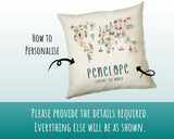Personalised World Map Cushion Childrens Nursery Gift Printed Name Design - Little Explorer Cushion Pillow Gift For Girls Boys Bedroom CS454