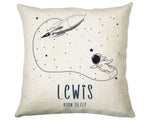 Personalised Rocket Astronaut Cushion Gift Printed Name Design - Pillow Gift For Girls Boys Nursery Bedroom Decor Gift CS452