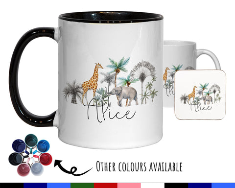 Personalised Giraffe Elephant Coffee Mug MGZ181