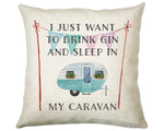 Gin & Camping Lovers Cushion Gift Shabby Chic Design For Caravan Motorhome Owners Enthusiasts CS195