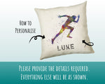 Personalised Mens Runner Cushion Gift For Him Boys Bedroom Printed Name Design - Birthday Pillow Gift Sport Running Decor CS273