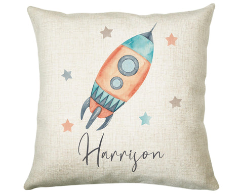 Personalised Space Rocket Cushion Gift Printed Name Design - Pillow Gift For Girls Boys Nursery Bedroom Decor Gift CS249
