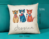 Personalised Cat Lover Cushion Gift Printed Name Design - Cushion Throw Pillow Gift For Boys Nursery Bedroom Birthday Christmas Gift CS041