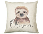 Personalised Sloth Cushion Gift Printed Name Design - Cushion Throw Pillow Gift For Boys Nursery Bedroom Birthday Christmas Gift CS027