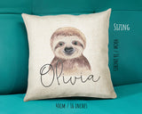 Personalised Sloth Cushion Gift Printed Name Design - Cushion Throw Pillow Gift For Boys Nursery Bedroom Birthday Christmas Gift CS027