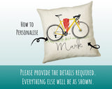 Personalised Cycling Cushion Gift Printed Name Design - Cushion Throw Pillow Gift For Bike Riding Cyclist CS311