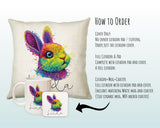 Personalised Neon Bunny Rabbit Cushion Gift Printed Name Design - Cushion Throw Pillow Gift For Bunnies Lover Nature CS302