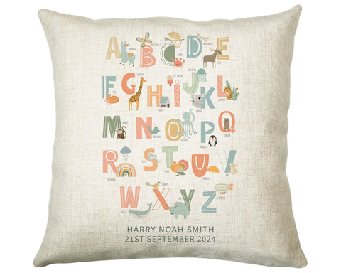 Personalised Alphabet Cushion New Baby Gift Printed Name Design - Pillow Gift For Girls Boys Nursery Bedroom Decor Gift CS445