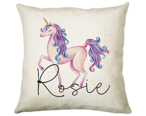 Personalised Unicorn Cushion Gift Printed Name Design - Cushion Throw Pillow Gift For Girls Nursery Bedroom Birthday Christmas Gift CS035