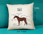 Anatomy of a Horse Pony Funny Gift For Him Or Her Cushion Pillow Bedroom Decor CS456