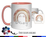 Personalised Pastel Rainbow Gift Mug - Ceramic Coffee Tea Hot Chocolate Mug Gift for Kids Girl Boy - Secret Santa Gift Happy Smiles MG0865