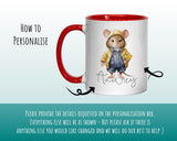 Personalised Mouse Gift Mug - Ceramic Coffee Tea Hot Chocolate Mug Coaster Cute Mouse Flowers Animal Lover - Secret Santa Gift Idea MG0882