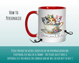 Personalised Cat Lovers Gift Mug - Ceramic Coffee Tea Chocolate Mug Coaster Cats in Teacup Design for Cat Mum Dad Owner Secret Santa MG0896