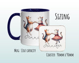 Personalised Cat Lovers Gift Mug - Ceramic Coffee Tea Chocolate Mug Coaster Dancing Cats Design for Cat Mum Dad Owner Secret Santa MG0897