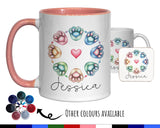 Personalised Cat Lovers Gift Mug - Ceramic Coffee Tea Chocolate Mug Coaster Cat Paw Prints Design for Cat Owner Cat Mum Secret Santa MG0898