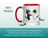 Personalised Cat Lovers Gift Mug - Ceramic Coffee Tea Chocolate Mug Coaster Dancing Cats Design for Cat Mum Dad Owner Secret Santa MG0900