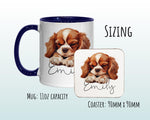 Personalised King Charles Spaniel Gift Mug - Ceramic Coffee Tea Chocolate Mug Coaster Spaniel Design Dog Mum Dad Owner Secret Santa MG0912