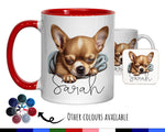 Personalised Chihuahua Dog Gift Mug - Ceramic Coffee Tea Chocolate Mug Coaster Sleeping Puppy Design Dog Mum Dad Owner Secret Santa MG0913
