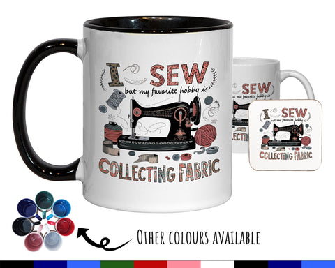 Sewing Gift Mug - Ceramic Coffee Tea Hot Chocolate Mug Gift for Sewing Lovers - Sewing Fabric Design Secret Santa Gift Idea for Her MG0923
