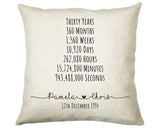 Personalised 30th Anniversary Cotton Gift Cushion Thirty Years Custom Design Gift Valentines Present - Wedding Cushion Pillow Gift CS556