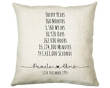 Personalised 30th Anniversary Cotton Gift Cushion Thirty Years Custom Design Gift Valentines Present - Wedding Cushion Pillow Gift CS556