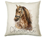 Personalised Horse Lover Cushion Gift Printed Name Design - Cushion Throw Pillow Gift For Boys Nursery Bedroom Birthday Gift CS049