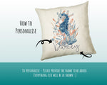 Personalised Seahorse Cushion Gift Printed Name Design - Nautical Sea Horse Throw Pillow Gift For Her Mum Gift Christmas Gift CS206