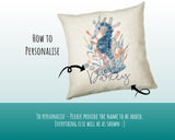 Personalised Seahorse Cushion Gift Printed Name Design - Nautical Sea Horse Throw Pillow Gift For Her Mum Gift Christmas Gift CS206