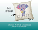 Personalised Elephant Cushion Gift Printed Name Design - Safari Cushion Throw Pillow Gift For Boy Girl Kids Bedroom Birthday Gift CS182