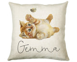 Personalised Cat Lover Cushion Gift Printed Name Design - Cushion Throw Pillow Gift For Boys Nursery Bedroom Birthday Christmas Gift CS042