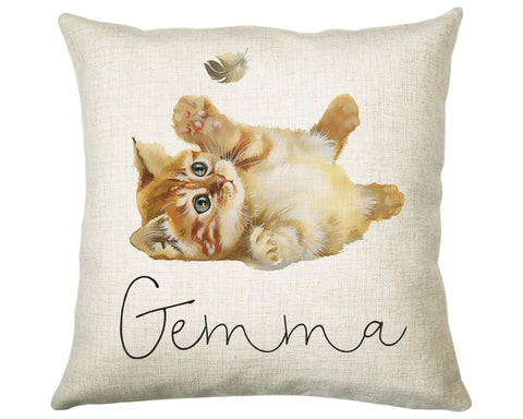 Personalised Cat Lover Cushion Gift Printed Name Design - Cushion Throw Pillow Gift For Boys Nursery Bedroom Birthday Christmas Gift CS042
