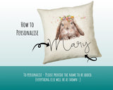 Personalised Bunny Rabbit Cushion Gift Printed Name Design - Cushion Throw Pillow Gift For Mum Friend Bedroom Birthday Christmas Gift CS068