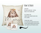 Personalised Bunny Rabbit Cushion Gift Printed Name Design - Cushion Throw Pillow Gift For Mum Friend Bedroom Birthday Christmas Gift CS068