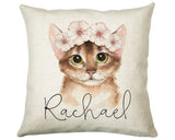 Personalised Cat Lover Cushion Gift Printed Name Design - Cushion Throw Pillow Gift For Boys Nursery Bedroom Birthday Christmas Gift CS043
