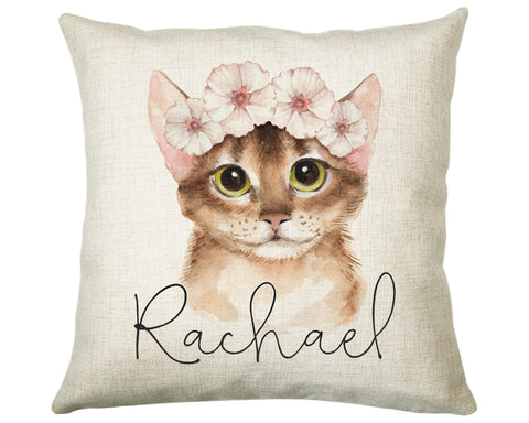 Personalised Cat Lover Cushion Gift Printed Name Design - Cushion Throw Pillow Gift For Boys Nursery Bedroom Birthday Christmas Gift CS043