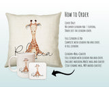 Personalised Giraffe Cushion Gift Printed Name Design - Cushion Throw Pillow Gift For Mum Dad Friend Bedroom Birthday Christmas Gift CS157