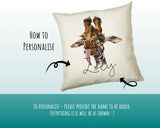 Personalised Giraffe Cushion Gift Printed Name Design - Cushion Throw Pillow Gift For Mum Dad Friend Bedroom Birthday Christmas Gift CS155