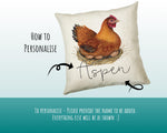 Personalised Chicken Cushion Gift Printed Name Design Farm Bird Cushion Throw Pillow Gift For Mum Dad Friend Bedroom Birthday Gift CS145