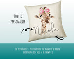 Personalised Giraffe Cushion Gift Printed Name Design - Cushion Throw Pillow Gift For Mum Dad Friend Bedroom Birthday Christmas Gift CS076