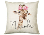 Personalised Giraffe Cushion Gift Printed Name Design - Cushion Throw Pillow Gift For Mum Dad Friend Bedroom Birthday Christmas Gift CS076