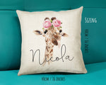Personalised Giraffe Cushion Gift Printed Name Design - Cushion Throw Pillow Gift For Mum Dad Friend Bedroom Birthday Christmas Gift CS076
