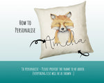 Personalised Fox Cushion Gift Printed Name Design - Cushion Throw Pillow Gift For Boys Nursery Bedroom Birthday Christmas Gift CS030
