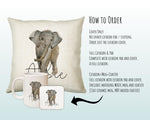 Personalised Elephant Giraffe Cushion Gift - Printed Name Design Safari Cushion Throw Pillow Gift Boy Girl Kids Bedroom Birthday Gift CS174