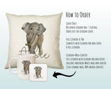 Personalised Elephant Giraffe Cushion Gift - Printed Name Design Safari Cushion Throw Pillow Gift Boy Girl Kids Bedroom Birthday Gift CS174
