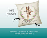 Personalised Giraffe Cushion Gift Printed Name Design - Cushion Throw Pillow Gift For Mum Dad Friend Bedroom Birthday Christmas Gift CS158